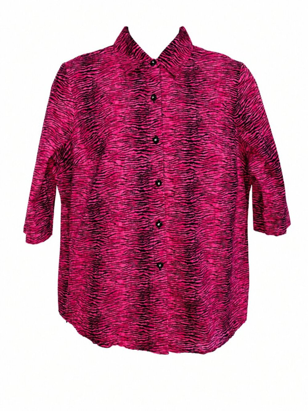 Options by Delta Burke Pink Zebra Print Button-Front Top | Size XXL